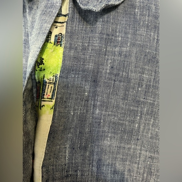 Chicos No Iron. 100% Linen Chambray Blue Shirt Top 3/4 Sleeves Size 1/10 - Picture 6 of 13